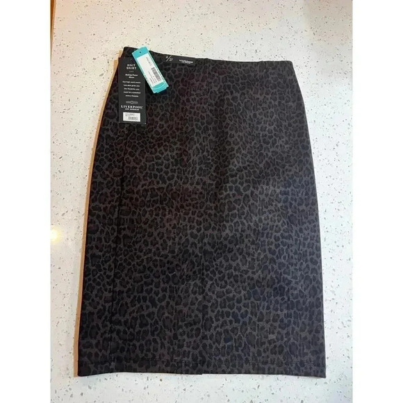Liverpool Los Angelas stretchy pencil skirt cheetah print NWT size 4 - Picture 3 of 5